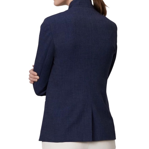 Ann Taylor LOFT Custom Stretch Notched One Button Blazer 4 Naval Blue - Picture 2 of 12
